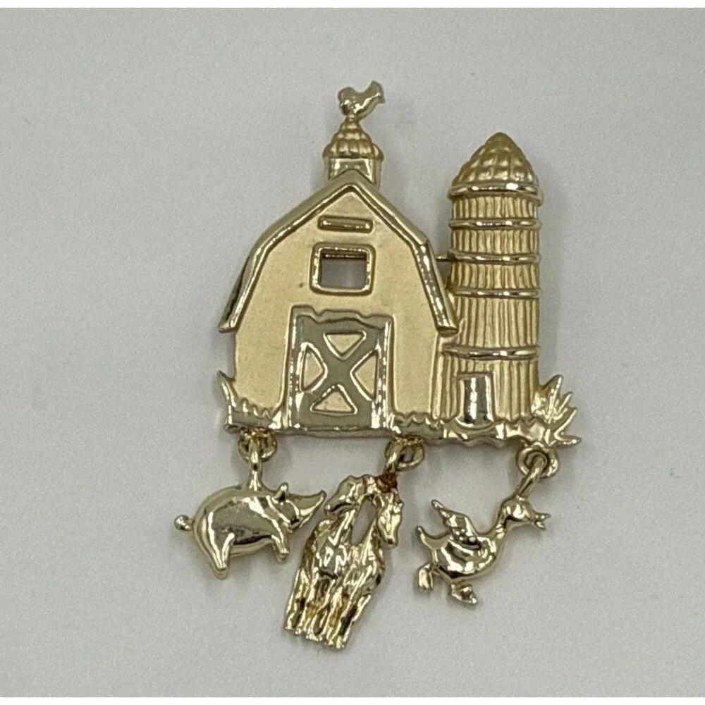 Vintage Barn Charms Brooch Pin Antique Estate Style Lot Find - Unsigned